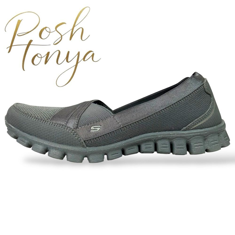 Skechers EZ Flex 2 Quipster Memory Foam Comfort Sneakers Gray Slip On Shoes Sz 5